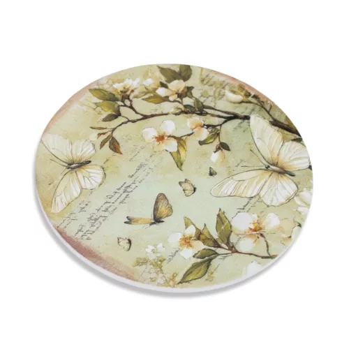 Nyomtatott fa tábla koszorú közép - Tav.zöld téma 11,8cm