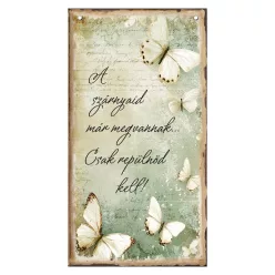 Nyomtatott fa tábla - Tavaszi zöld téma 13x24,3cm