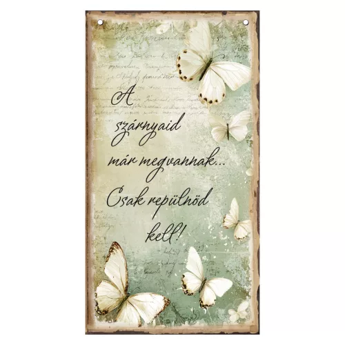 Nyomtatott fa tábla - Tavaszi zöld téma 13x24,3cm