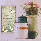 Nyomtatott fa tábla - Tavaszi zöld téma 13x24,3cm