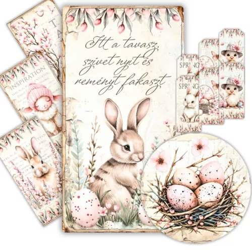 Nyomtatott fa tábla  Húsvéti RSZ téma - OKOSÁR 11db/csomag