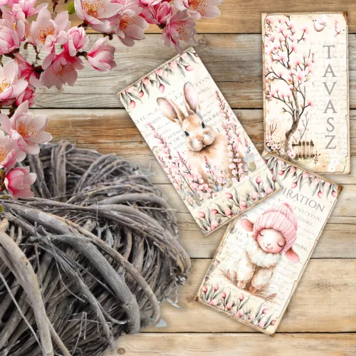 Nyomtatott fa tábla  Húsvéti RSZ téma - OKOSÁR 11db/csomag