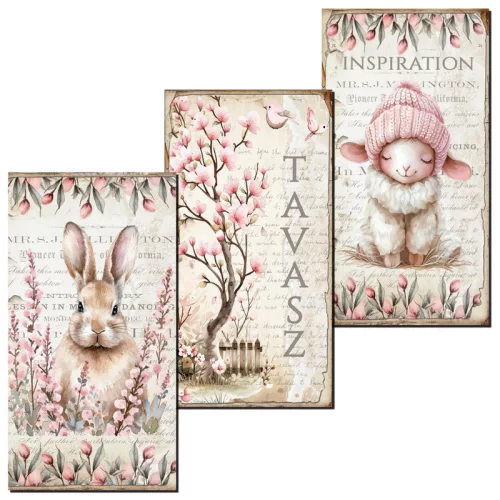 Nyomtatott dekorkarton - Húsvéti RSZ téma táblák 3db/csomag
