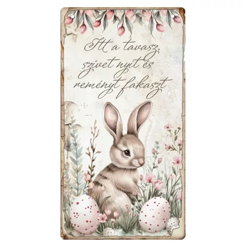 Nyomtatott fa tábla - Húsvéti RSZ téma 13x24,3cm