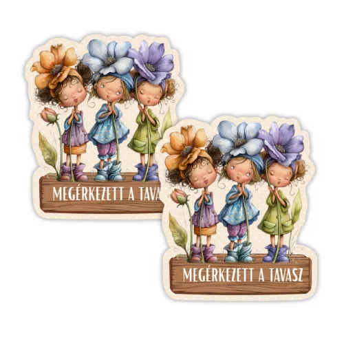  Nyomtatott dekorkarton - Tavasz virágos lányok 2db/csomag