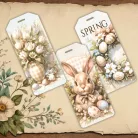   Nyomtatott fa tábla - Húsvéti pasztell téma  - OKOSÁR 11db/csomag