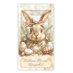 Nyomtatott fa tábla - Húsvéti pasztell téma 13x24,3cm