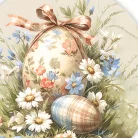 Nyomtatott fa tábla - Húsvéti pasztell téma 11,8cm