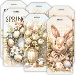   Nyomtatott dekorkarton - Húsvéti pasztell téma biléták 6db/csomag