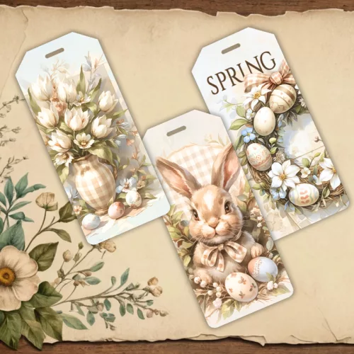 Nyomtatott dekorkarton - Húsvéti pasztell téma biléták 6db/csomag