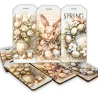 Nyomtatott dekorkarton - Húsvéti pasztell téma biléták 6db/csomag