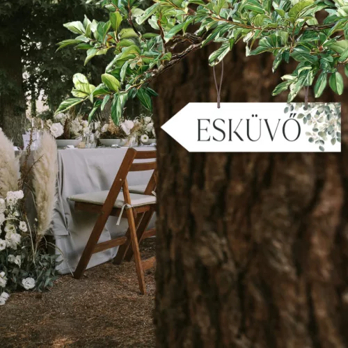 Nyomtatott fa nyíl bal - Esküvő 30cm