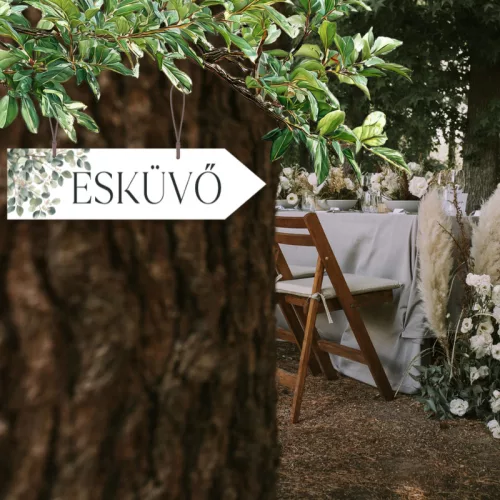 Nyomtatott fa nyíl jobb - Esküvő 30cm