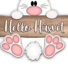 Nyomtatott dekorkarton - Hello húsvét nyúl