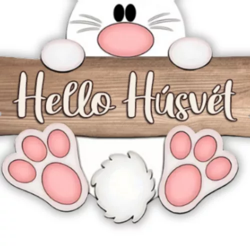 Nyomtatott dekorkarton - Hello húsvét nyúl