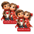 Nyomtatott dekorkarton - Szerelmes pár szeretlek 2db/csomag