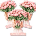 Nyomtatott dekorkarton - Tulipános lány 3db/csomag