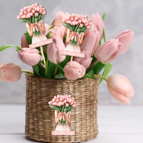 Nyomtatott dekorkarton - Tulipános lány 3db/csomag