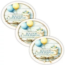  Nyomtatott dekorkarton - Ovál tábla szülinap 3db/csomag