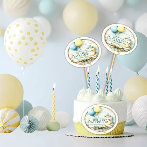  Nyomtatott dekorkarton - Ovál tábla szülinap 3db/csomag