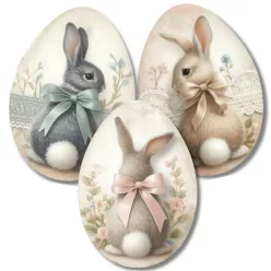 Nyomtatott dekorkarton - Nyuszis tojások 6cm 3db/csomag