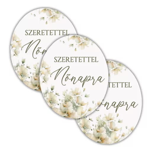 Nyomtatott dekorkarton - Nőnapi ovál tábla - pasztell barack 3db/cs