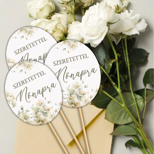 Nyomtatott dekorkarton - Nőnapi ovál tábla - pasztell barack 3db/cs