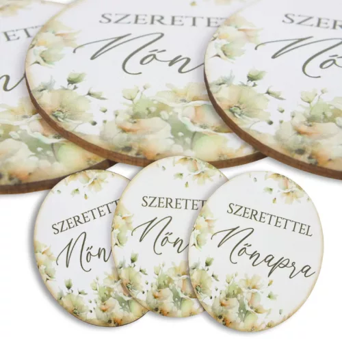 Nyomtatott dekorkarton - Nőnapi ovál tábla - pasztell barack 3db/cs