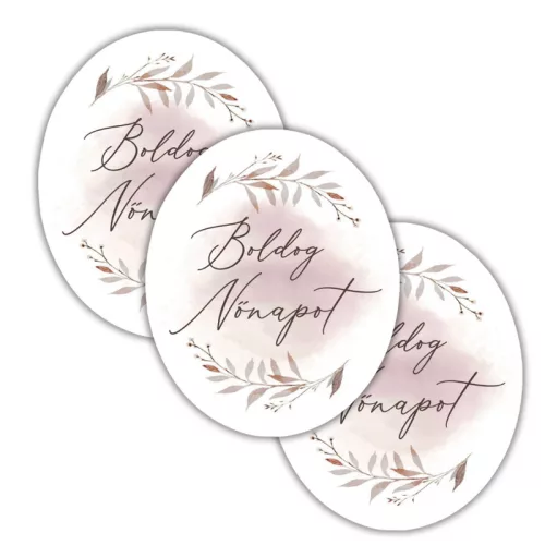 Nyomtatott dekorkarton - Nőnapi ovál tábla - pasztell rózsaszín 3db/cs