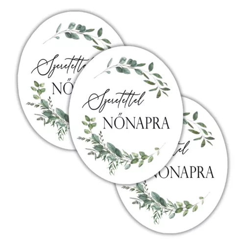 Nyomtatott dekorkarton - Nőnapi ovál tábla - zöld/fekete 3db/cs