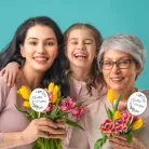 Nyomtatott dekorkarton - Nőnapi ovál tábla - zöld/fekete 3db/cs