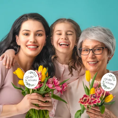 Nyomtatott dekorkarton - Nőnapi ovál tábla - zöld/fekete 3db/cs