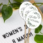 Nyomtatott dekorkarton - Nőnapi ovál tábla - zöld/fekete 3db/cs