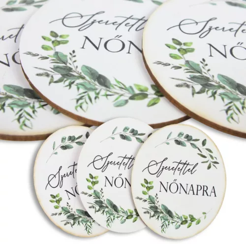 Nyomtatott dekorkarton - Nőnapi ovál tábla - zöld/fekete 3db/cs