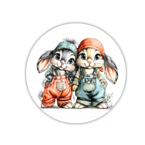 Nyomtatott fa tábla - Nyuszkók 11,8cm