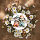 Nyomtatott fa tábla - Nyuszkók 11,8cm