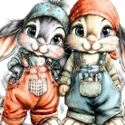 Nyomtatott fa tábla - Nyuszkók 11,8cm