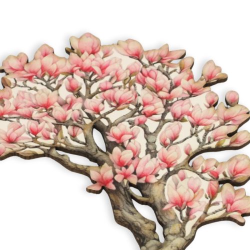 Nyomtatott dekorkarton - Virágzó magnólia fa 13cm