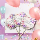  Nyomtatott dekorkarton - Lufis torta szülinap rózsaszín 3db/csomag