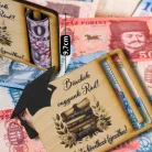 Nyomtatott fa - Diplomaosztó és ballagási pénztartó - kalappal 12,5x9,5cm