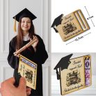 Nyomtatott fa - Diplomaosztó és ballagási pénztartó - kalappal 12,5x9,5cm