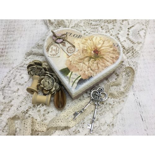 Fa tükrös szív doboz