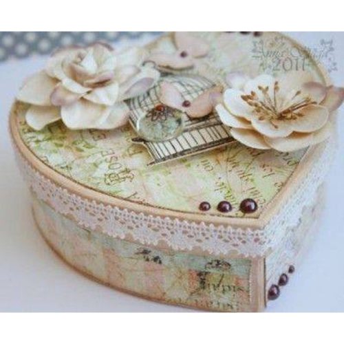 Fa tükrös szív doboz