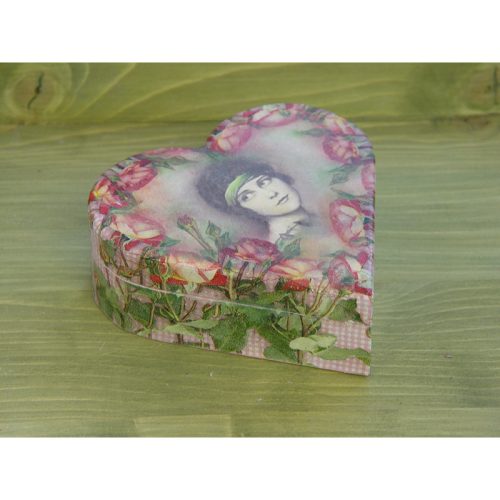 Fa tükrös szív doboz