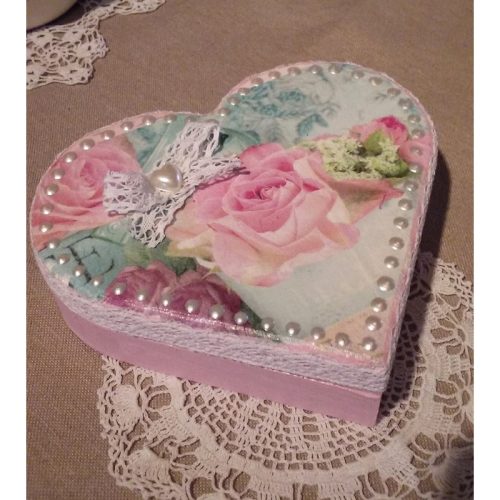 Fa tükrös szív doboz