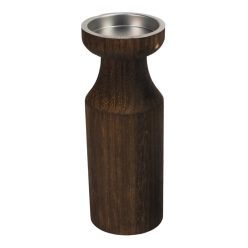 Modern barna fa gyertyatartó fém betéttel 25*10cm 24/#