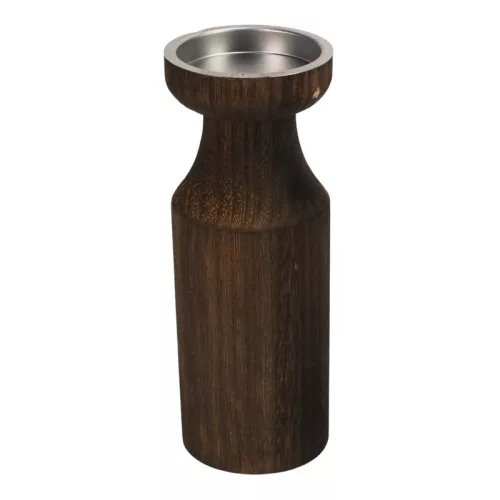 Modern barna fa gyertyatartó fém betéttel 25*10cm 24/#