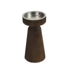 Modern barna fa gyertyatartó fém betéttel 20*10cm 30/#