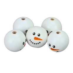   Nyomtatott fehér fagolyó hóember arccal 30mm 5db/csomag