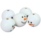   Nyomtatott fehér fagolyó hóember arccal 30mm 5db/csomag